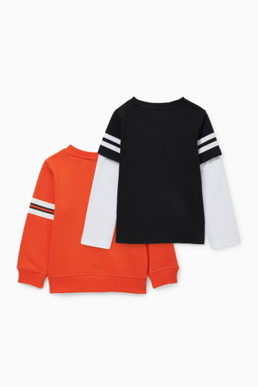 Kinder Jungen - Multipack 2er - Sweatshirt und Langarmshirt - dunkelorange