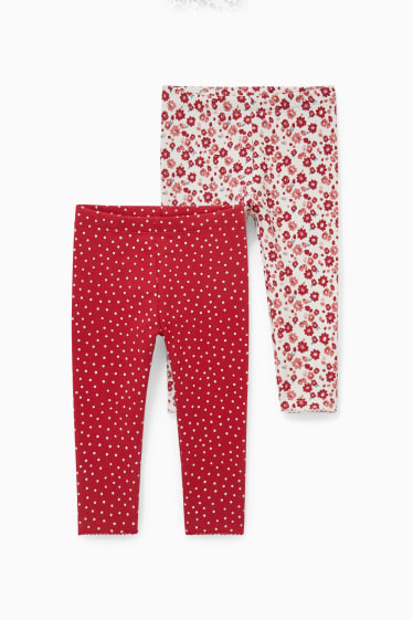 Bébés - Lot de 2 - leggings chauds pour bébé - rouge