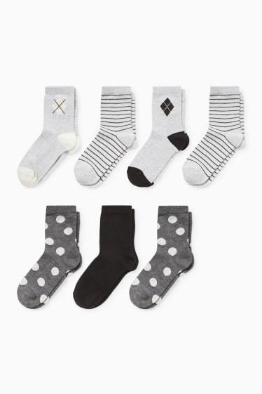 Dětské - Multipack 7 ks - ponožky - se vzorem - šedá-žíhaná