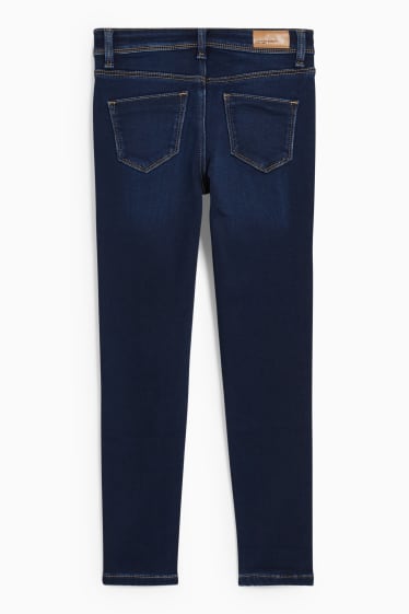 Kinderen: meisjes - Skinny jeans - thermojeans - jeansdonkerblauw