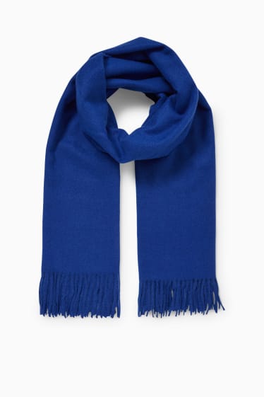 Dames - Sjaal met franjes  - donkerblauw