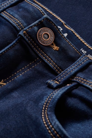 Kinderen: meisjes - Skinny jeans - thermojeans - jeansdonkerblauw