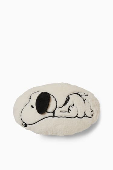 Donna - Cuscino in peluche - 54 x 38 cm - Snoopy - bianco crema