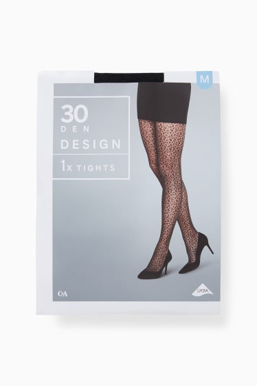 Donna - Collant fini - LYCRA® - 30 DEN - fantasia - nero
