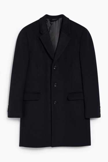 Hommes - Manteau - laine mélangée - bleu foncé