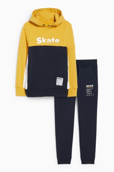 Bambini - Set - felpa con cappuccio e pantaloni sportivi - 2 pezzi - giallo