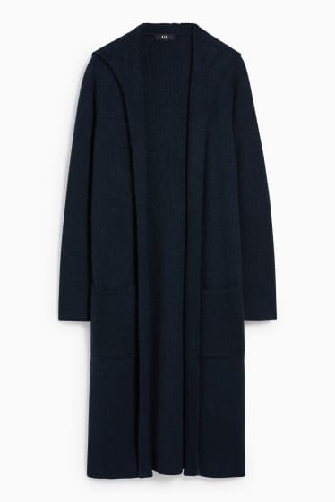 Damen - Strickjacke mit Kapuze - dunkelblau