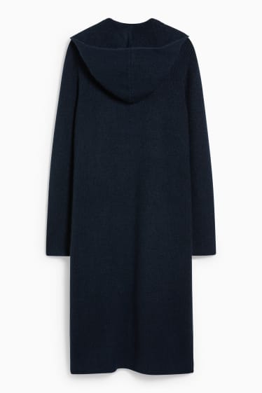 Damen - Strickjacke mit Kapuze - dunkelblau