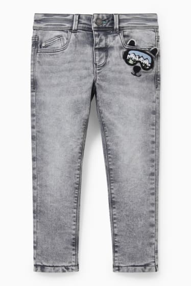 Děti - chlapci - Slim jeans - termo džíny - šedá