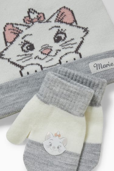 Bebeluși - Pisicile aristocrate - set - căciulă și mănuși cu un deget bebeluși - 2 piese - alb