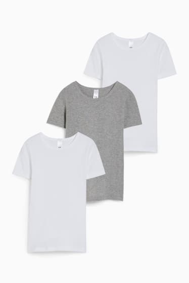 Enfants - Lot de 3 - maillots de corps - blanc / gris