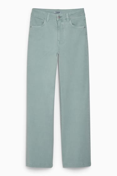 Femmes - CLOCKHOUSE - jean à jambes évasées - high waist - vert menthe