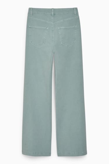 Femmes - CLOCKHOUSE - jean à jambes évasées - high waist - vert menthe