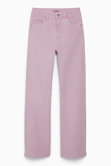 Kobiety - CLOCKHOUSE - wide leg jeans - wysoki stan - jasnofioletowy