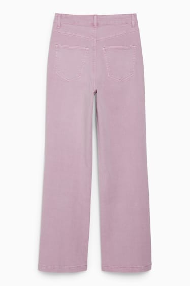 Kobiety - CLOCKHOUSE - wide leg jeans - wysoki stan - jasnofioletowy