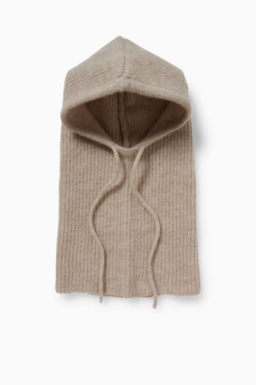 Femmes - Capuche en maille - beige