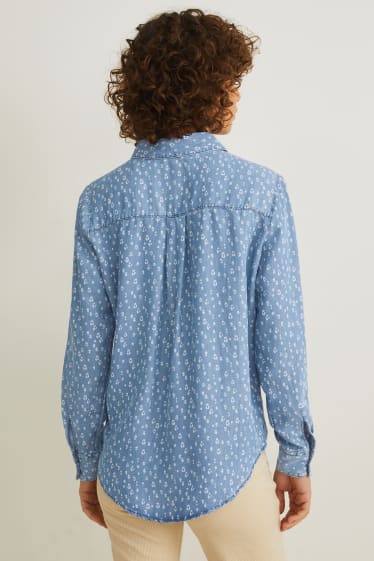 Women - Blouse - patterned - blue