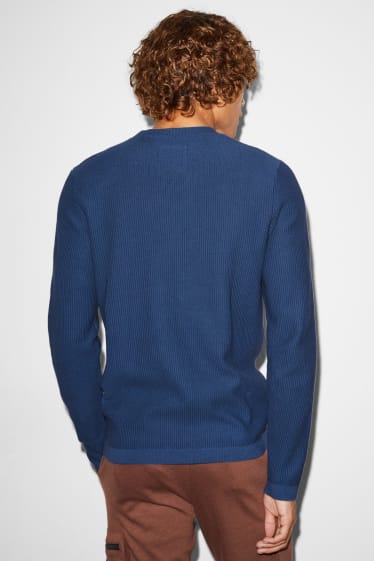 Hommes - CLOCKHOUSE - pull - look 2-en-1 - bleu foncé