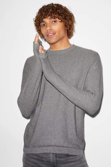 Hommes - CLOCKHOUSE - pull - look 2-en-1 - gris chiné