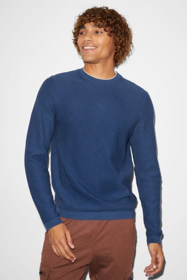 Uomo - CLOCKHOUSE - maglione - effetto 2 in 1 - blu scuro