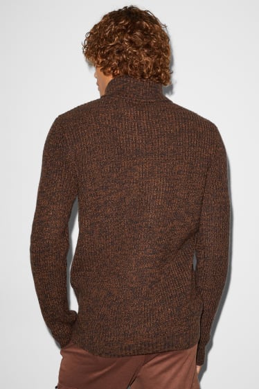Hombre - CLOCKHOUSE - jersey de cuello vuelto - marrón jaspeado