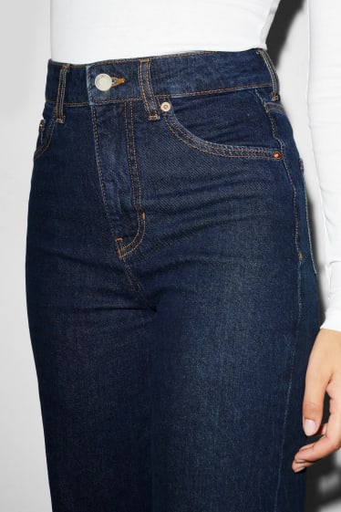 Women - CLOCKHOUSE - wide leg jeans - high waist - recycled - denim-dark blue