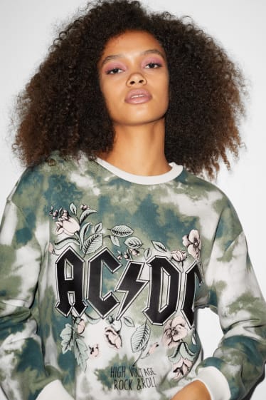 Damen - CLOCKHOUSE - Sweatshirt - AC/DC - dunkelgrün / weiß