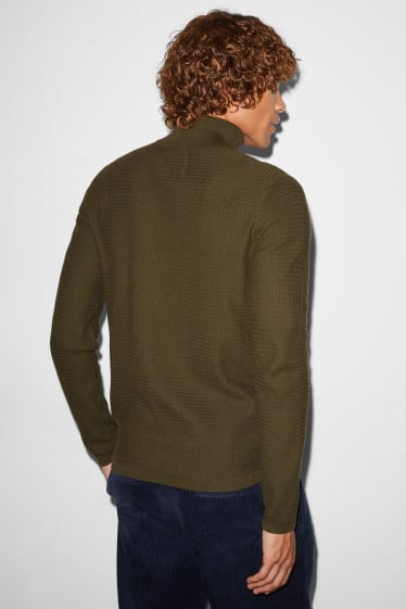 Bărbați - CLOCKHOUSE - pulover cu guler rulat - verde închis