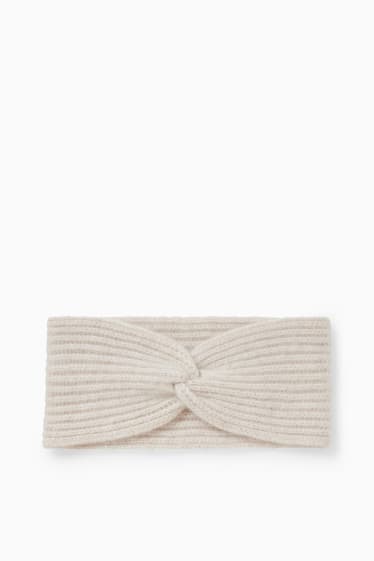 Dames - Hoofdband van kasjmier, met knoop in de stof - licht beige