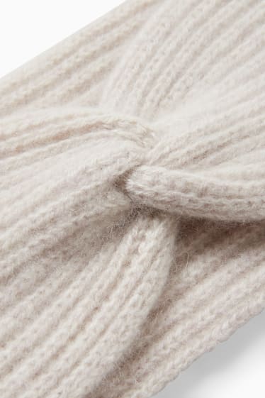 Dames - Hoofdband van kasjmier, met knoop in de stof - licht beige