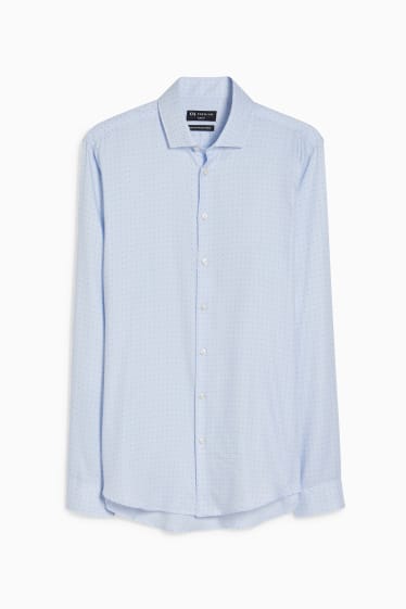 Heren - Business-overhemd - slim fit - cut away - gemakkelijk te strijken - met stippen - lichtblauw