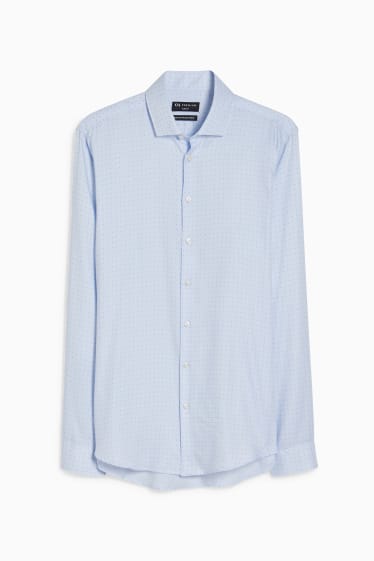 Uomo - Camicia business - slim fit - colletto cutaway - facile da stirare - a pois - azzurro