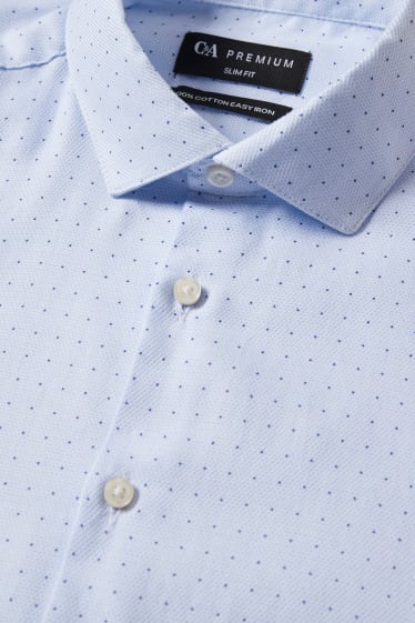 Men - Business shirt - slim fit - cutaway collar - easy-iron - polka dot - light blue