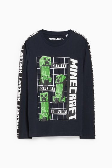 Enfants garçons - Minecraft - haut à manches longues - bleu foncé