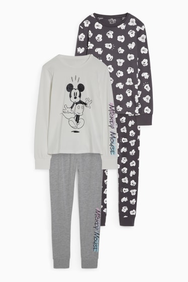 Kinder - Multipack 2er - Micky Maus - Pyjama - 4 teilig - weiß / schwarz
