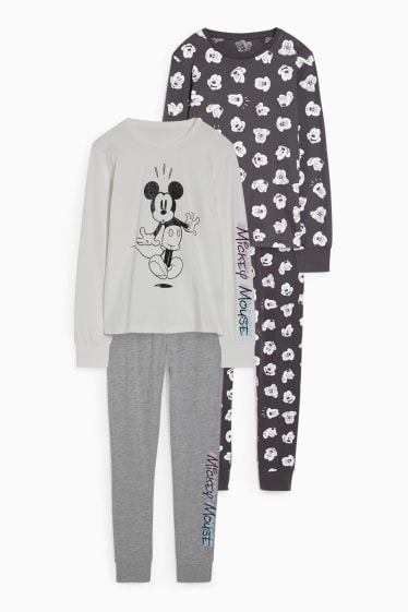 Enfants filles - Lot de 2 - Mickey Mouse - pyjama - 4 pièces - blanc / noir