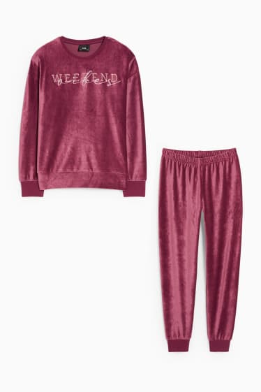 Kinder Mädchen - Pyjama - 2 teilig - dunkelrot