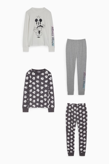 Kinderen - Set van 2 - Mickey Mouse - pyjama - 4-delig - wit / zwart