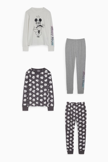 Enfants filles - Lot de 2 - Mickey Mouse - pyjama - 4 pièces - blanc / noir