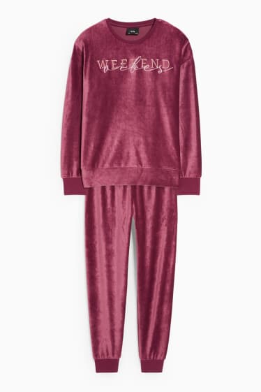 Kinder Mädchen - Pyjama - 2 teilig - dunkelrot