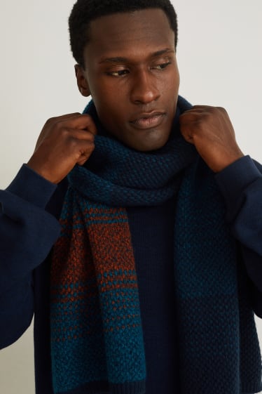 Uomo - Sciarpa in maglia - misto lana - turchese scuro