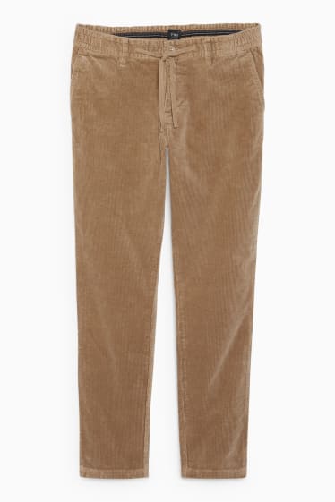 Men - Corduroy trousers - tapered fit - Flex - LYCRA® - beige