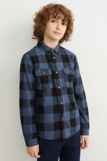 Kinderen: jongens - Hemdjack - geruit - blauw / zwart