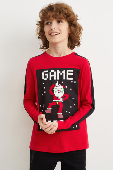 Kinder - Weihnachts-Langarmshirt - rot