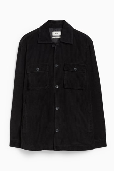 Bărbați - Jachetă tip cămașă din catifea reiată - negru