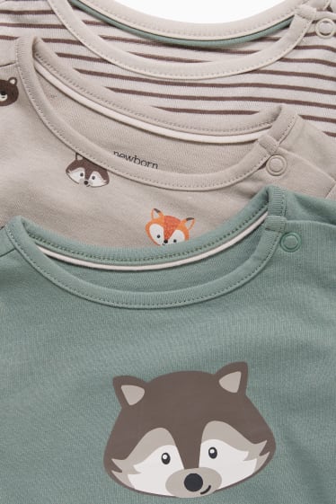 Babys - Multipack 3er - Baby-Langarmshirt - grün