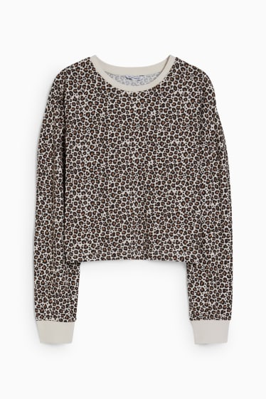 Damen - Pyjama-Oberteil - gemustert - braun / beige
