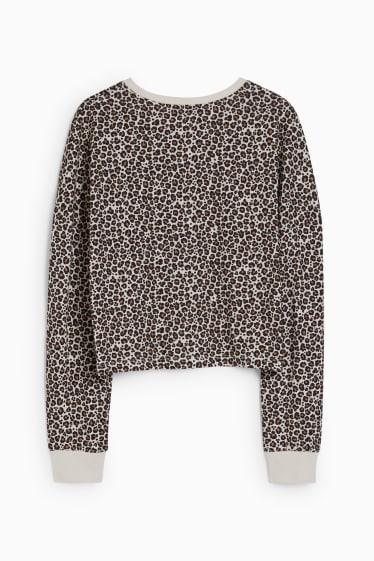 Damen - Pyjama-Oberteil - gemustert - braun / beige
