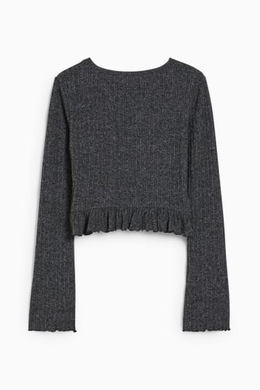 Donna - CLOCKHOUSE maglia a maniche lunghe - taglio corto - nero melange