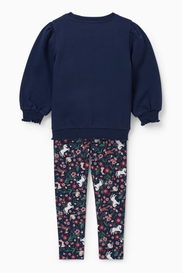 Kinderen - Set - sweatshirt en legging - 2-delig - glanseffect - donkerblauw